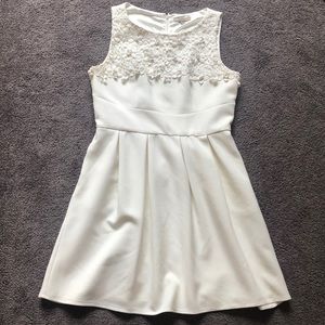 Darling | Ivory A line Dress with Floral Detail